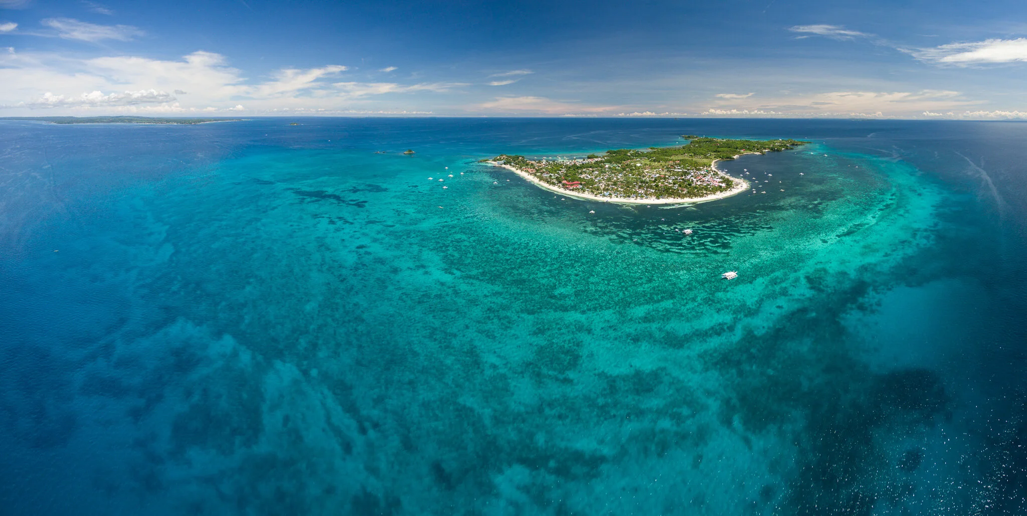 aerial view of Malapascua Island and surrounding reef